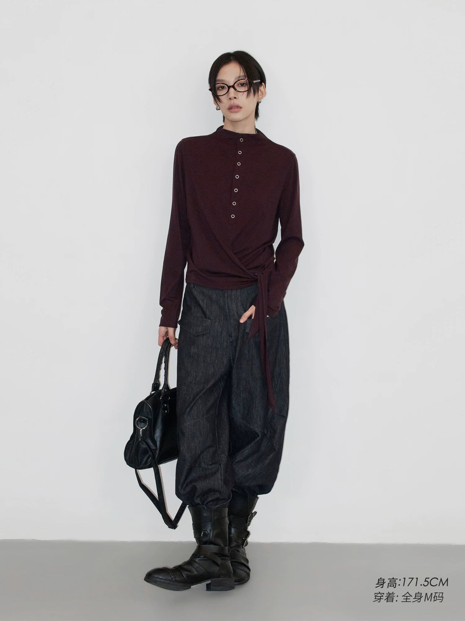 Sameuoo Hem Strap Casual Long Sleeve