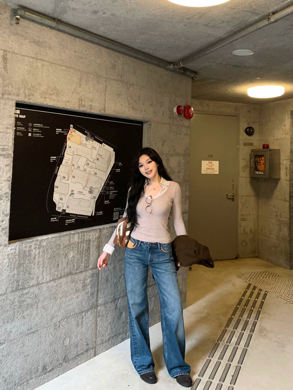Popchee Stitching Embroidered Wide-leg Jeans