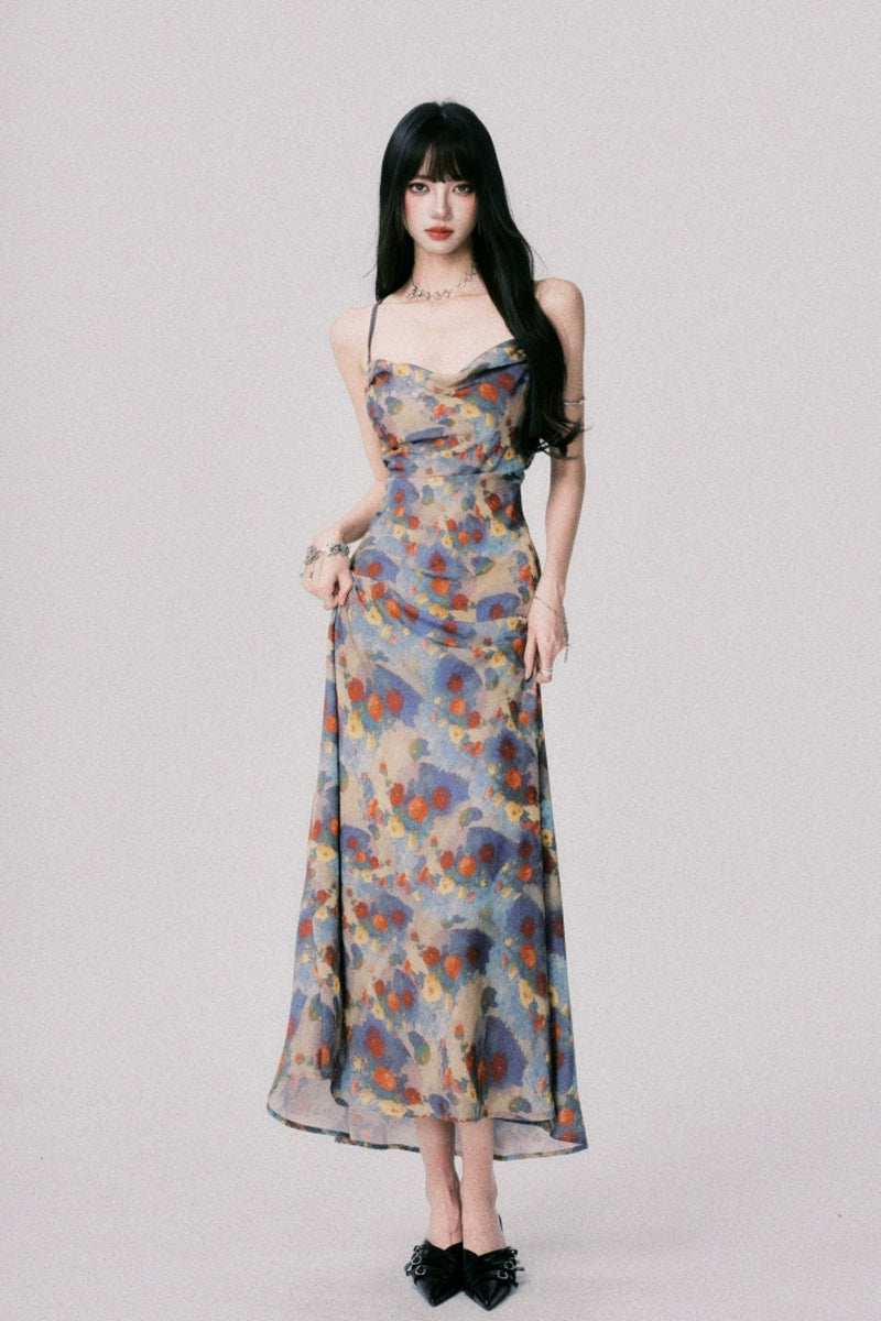 LULUSWINGS Smudge Print Swingneck Suspender Dress