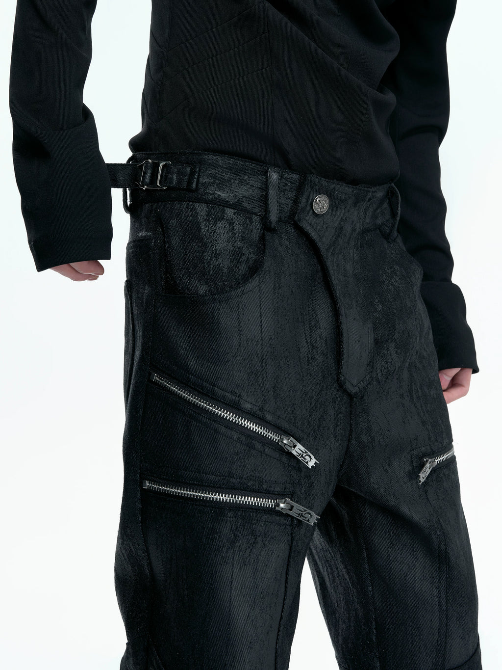 ArguECulturE Splicing Slim-Fold Pleated Straight Jeans