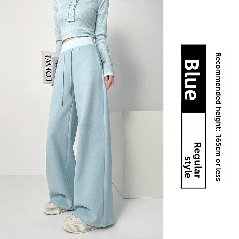 TIANQINGSE High-waisted Slim Straight Casual Wide-leg Sweatpants