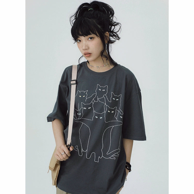 STILLYOU Funny Cat Photo POSE Printed Tee