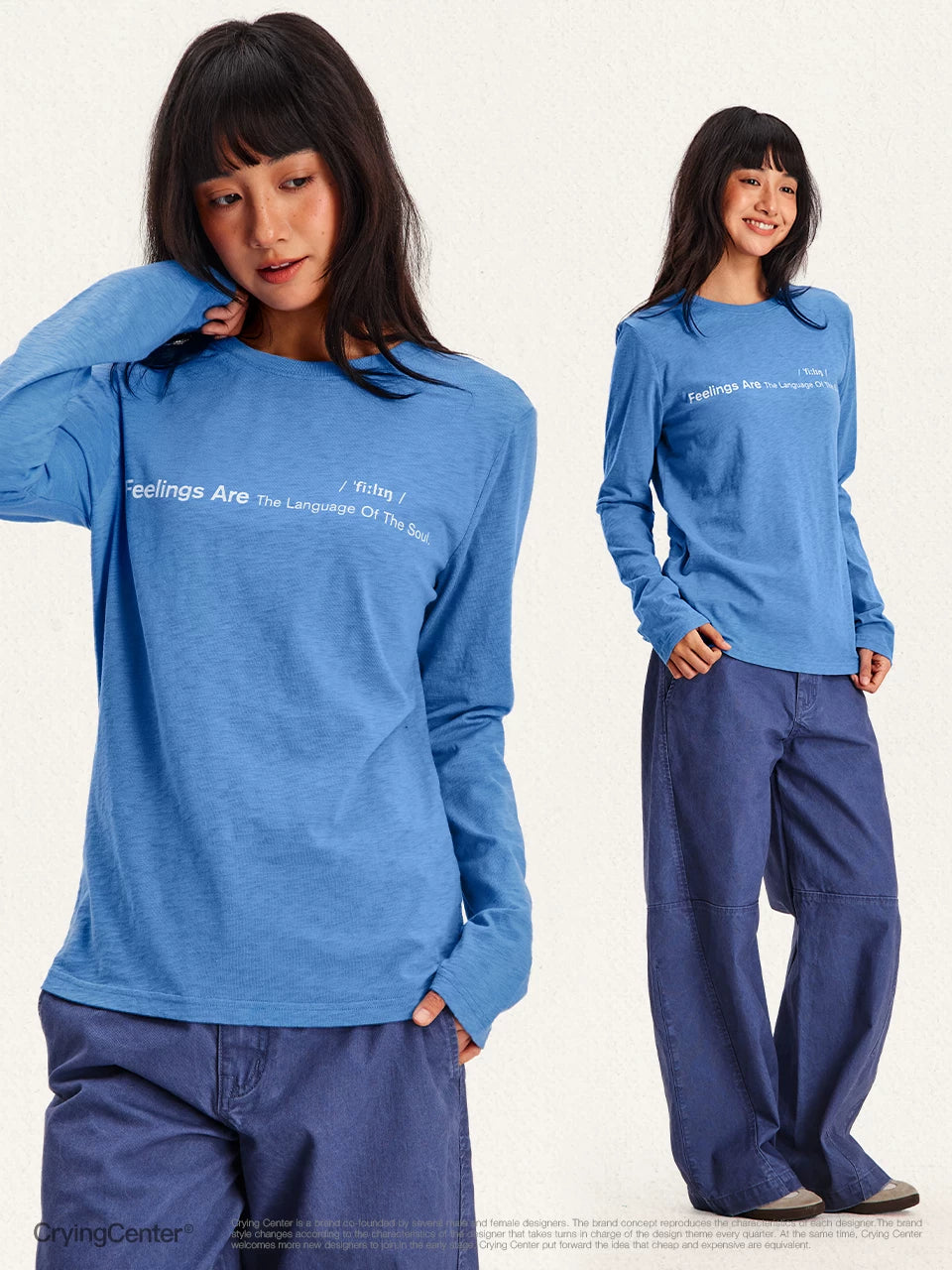 CryingCenter Soft Waxy Monogram Print with Loose Long Sleeves