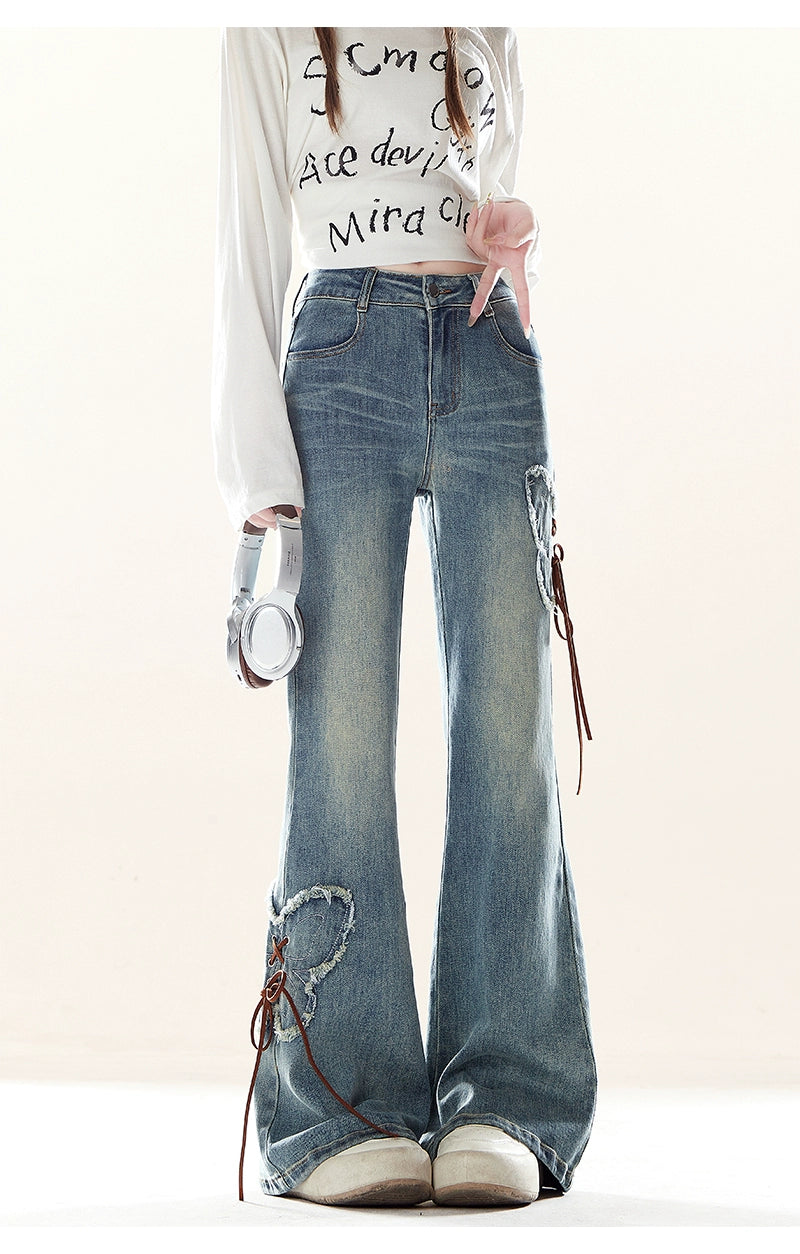Zrsee Bow Strap Slightly Pulled Jeans