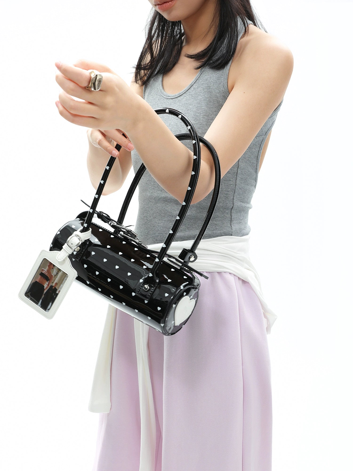 JANDRESS Love Polka Dot Cylinder Portable Armpit Bag