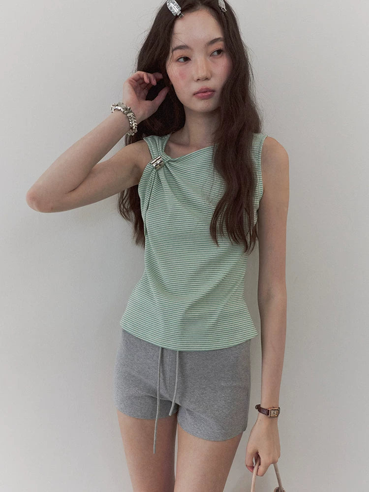 VOOE Irregular Kink Contrasting Striped Vest