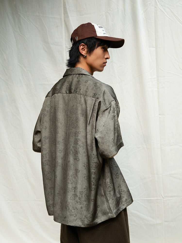 Mentmate Vintage Dark Floral Satin Shirt