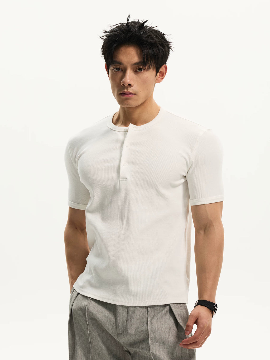 DAY NY Henry Collar Slim Fit Versatile Tee