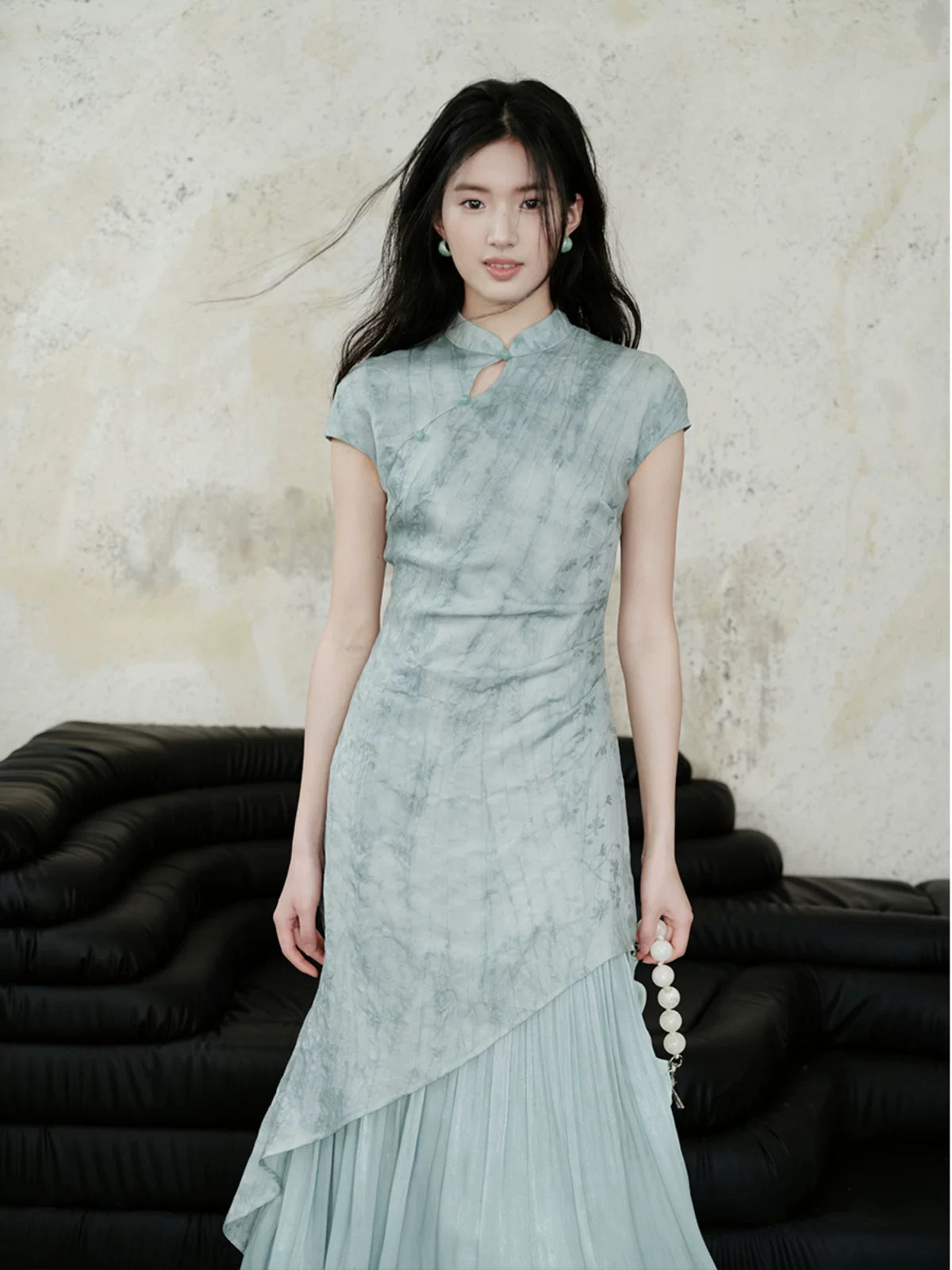 TYANG Tencel Jacquard Cheongsam Temperament Dress