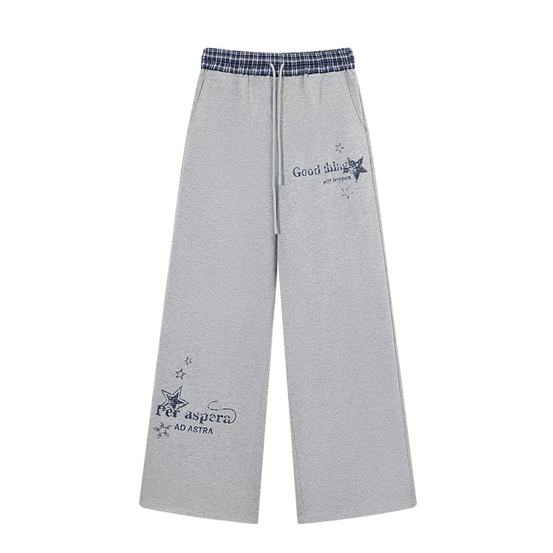 Ablueberry Lazy Wind Loose Straight Sweatpants