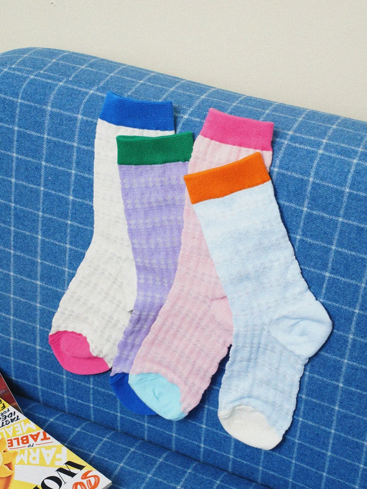 Momogigi street diary, retro contrasting color, breathable, comfortable and versatile, fashionable summer thin mesh socks