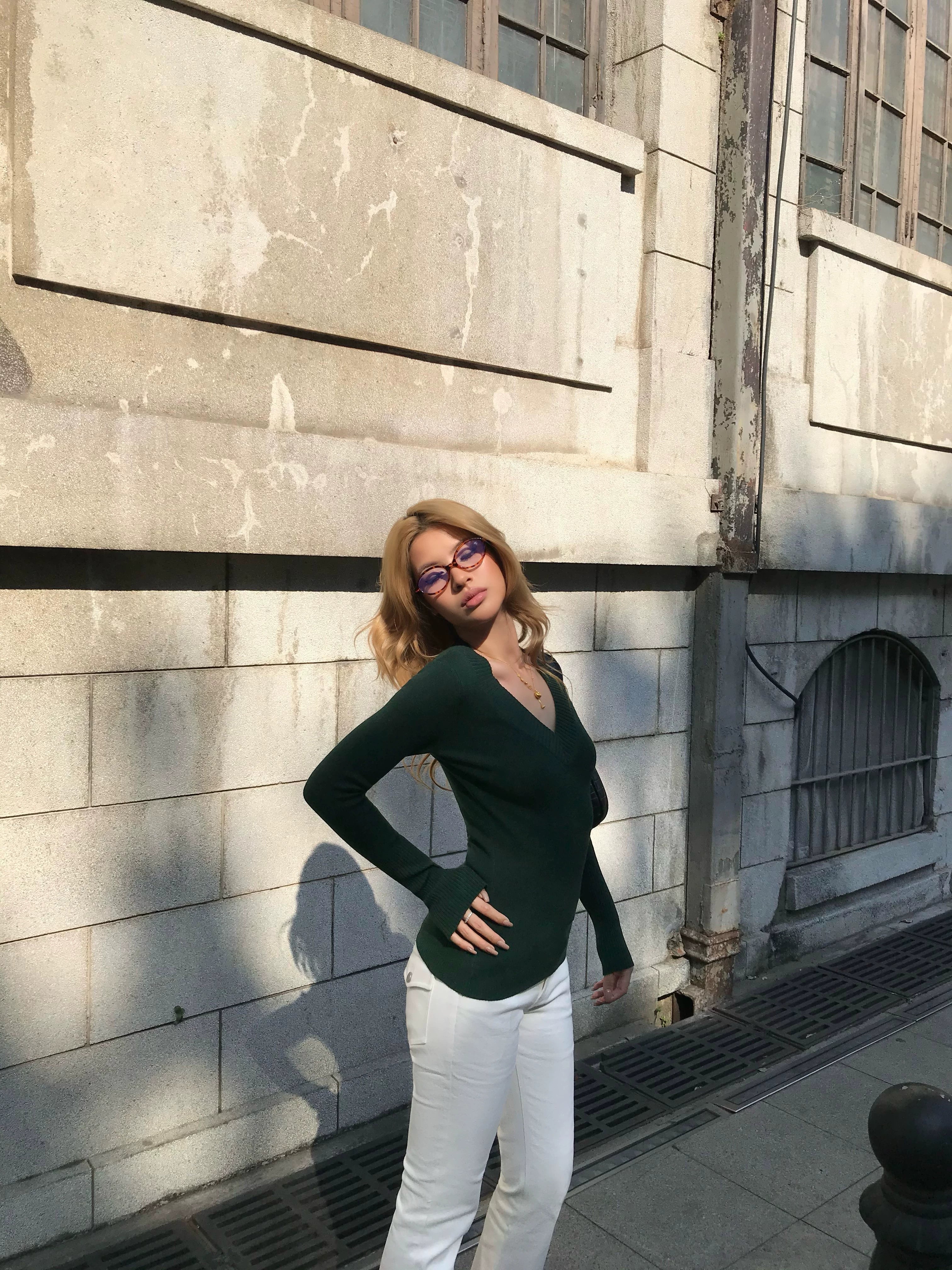 Audwyn Wool-blend V-neck Slim-knit Sweater