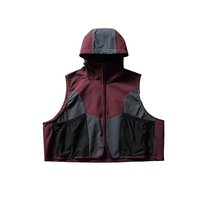 NOEARS Hooded Retro Loose Sleeveless Contrasting Vest