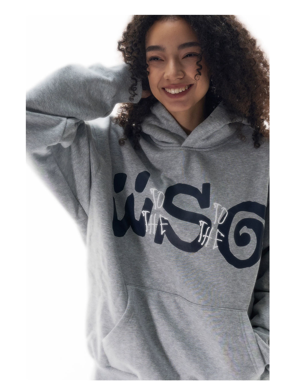 WebSurfGroupWSG Letter Foam Print Simple Fleece Hooded Sweater