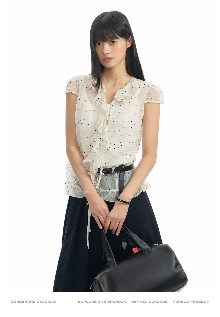 TGNS Ruffle Edge Slim-fitting Shirt