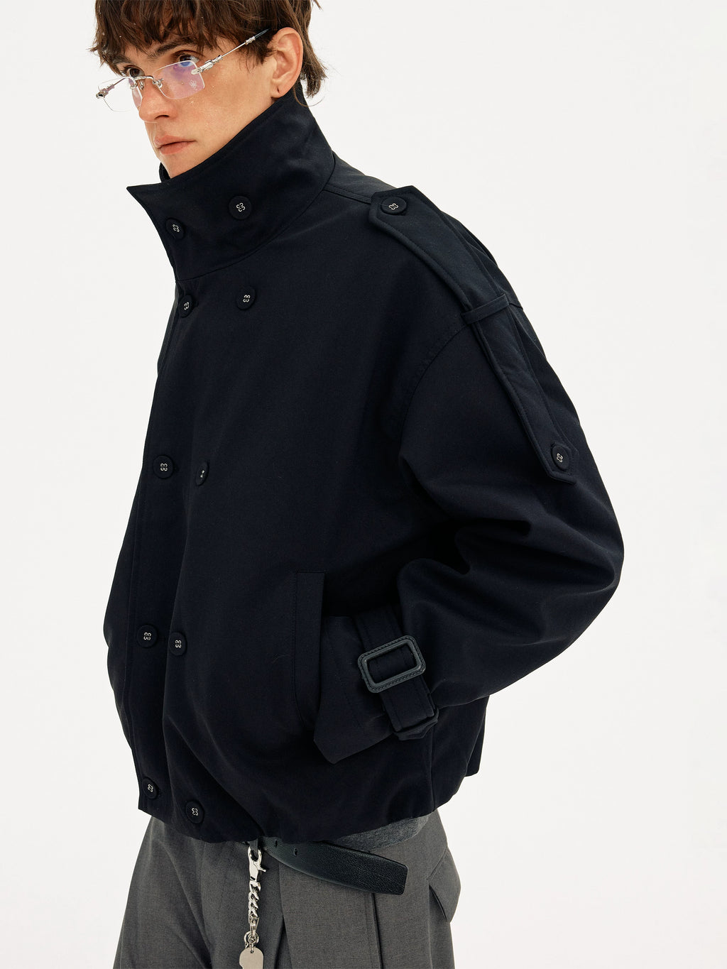 MADWITCH Double-breasted Stand-up Collar Thermal Tooling Jacket