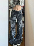 Dragon Pattern Embroidered Hot Straight High Street Jeans