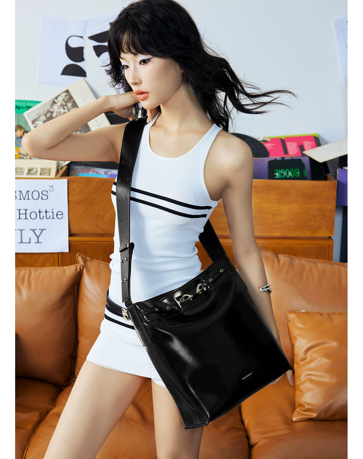 SmoSmos Soft Leather Large Capacity Cowhide Shoulder Messenger Bag