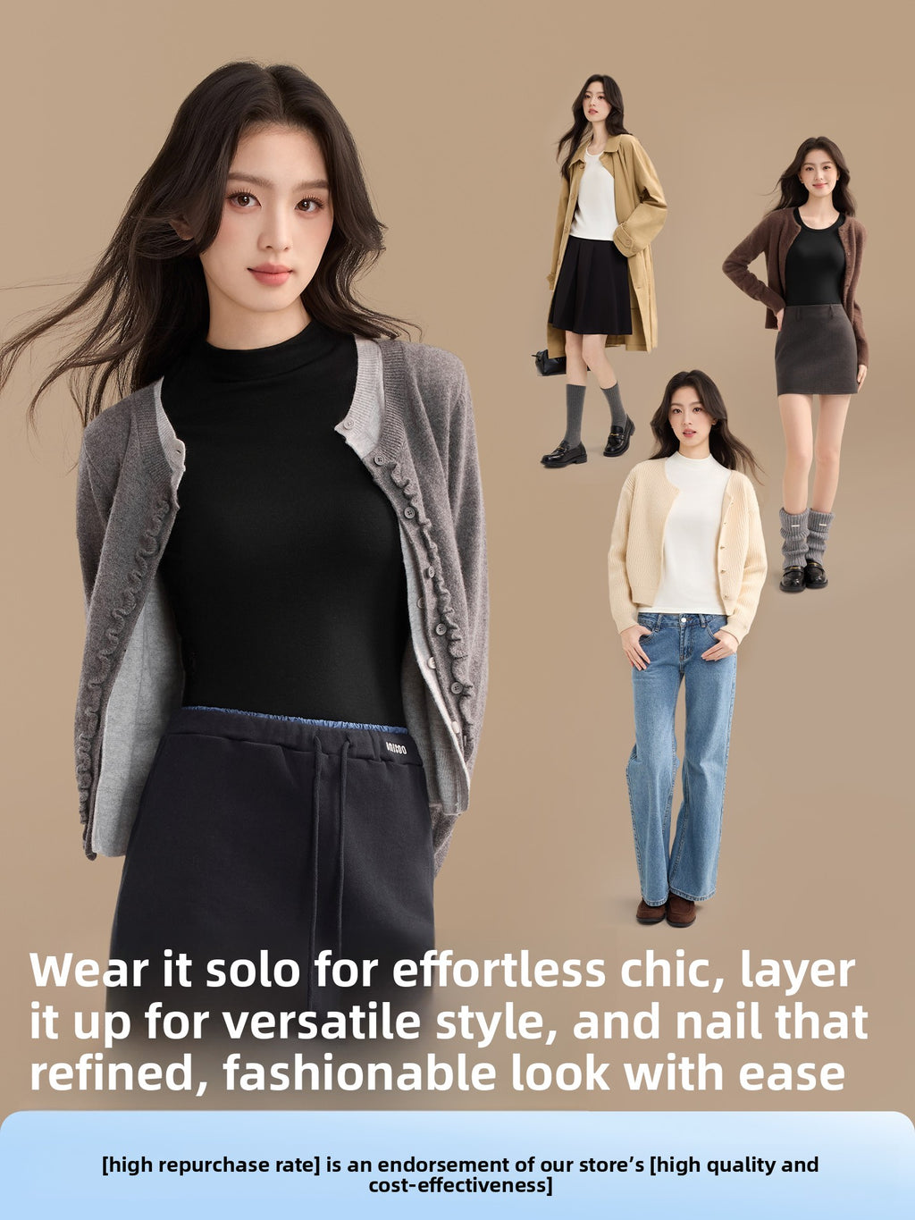 Secret World Semi-turtleneck Slim Fit Warm Inner Long Sleeve