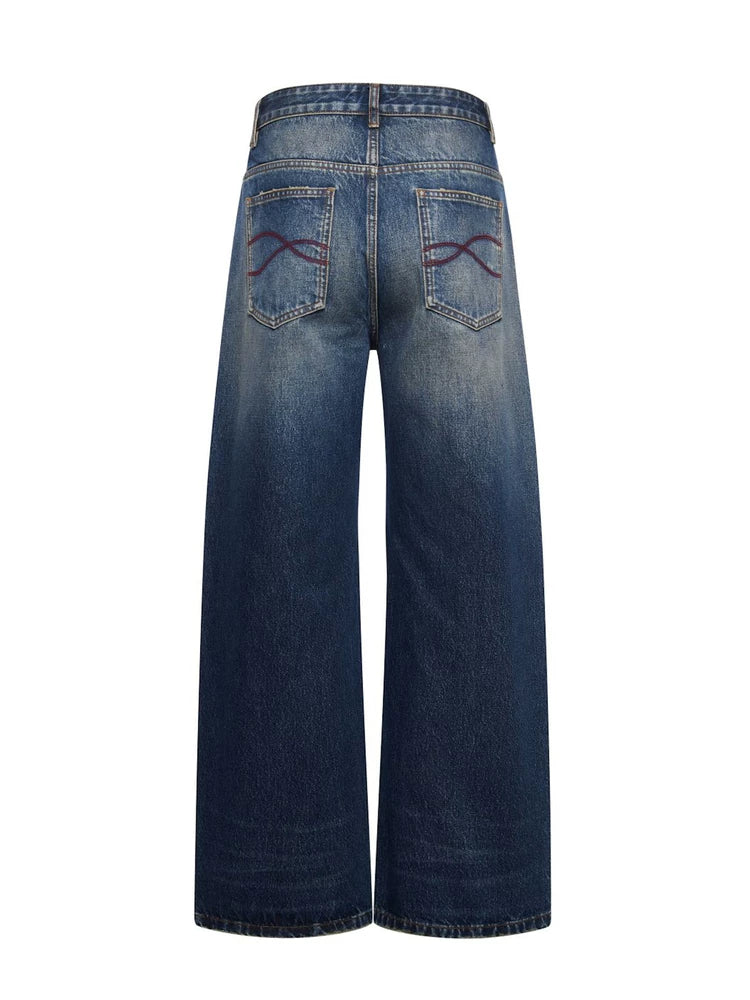 Southfish Retro Distressed Easiest for Matchstraight-leg Pants