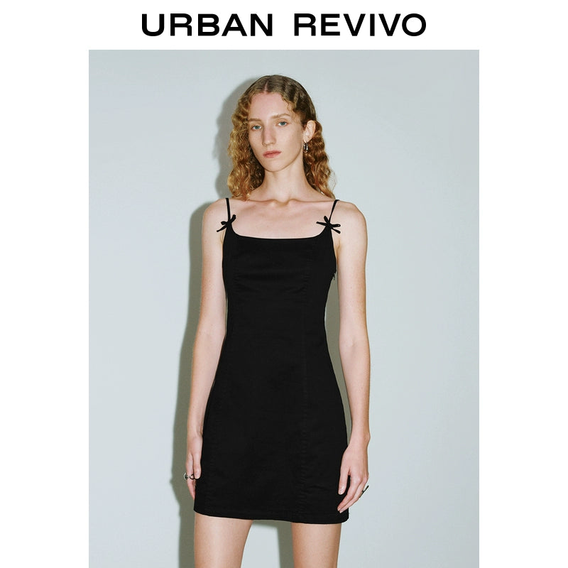 URBAN REVIVO Bow-embellished Suspender Dress