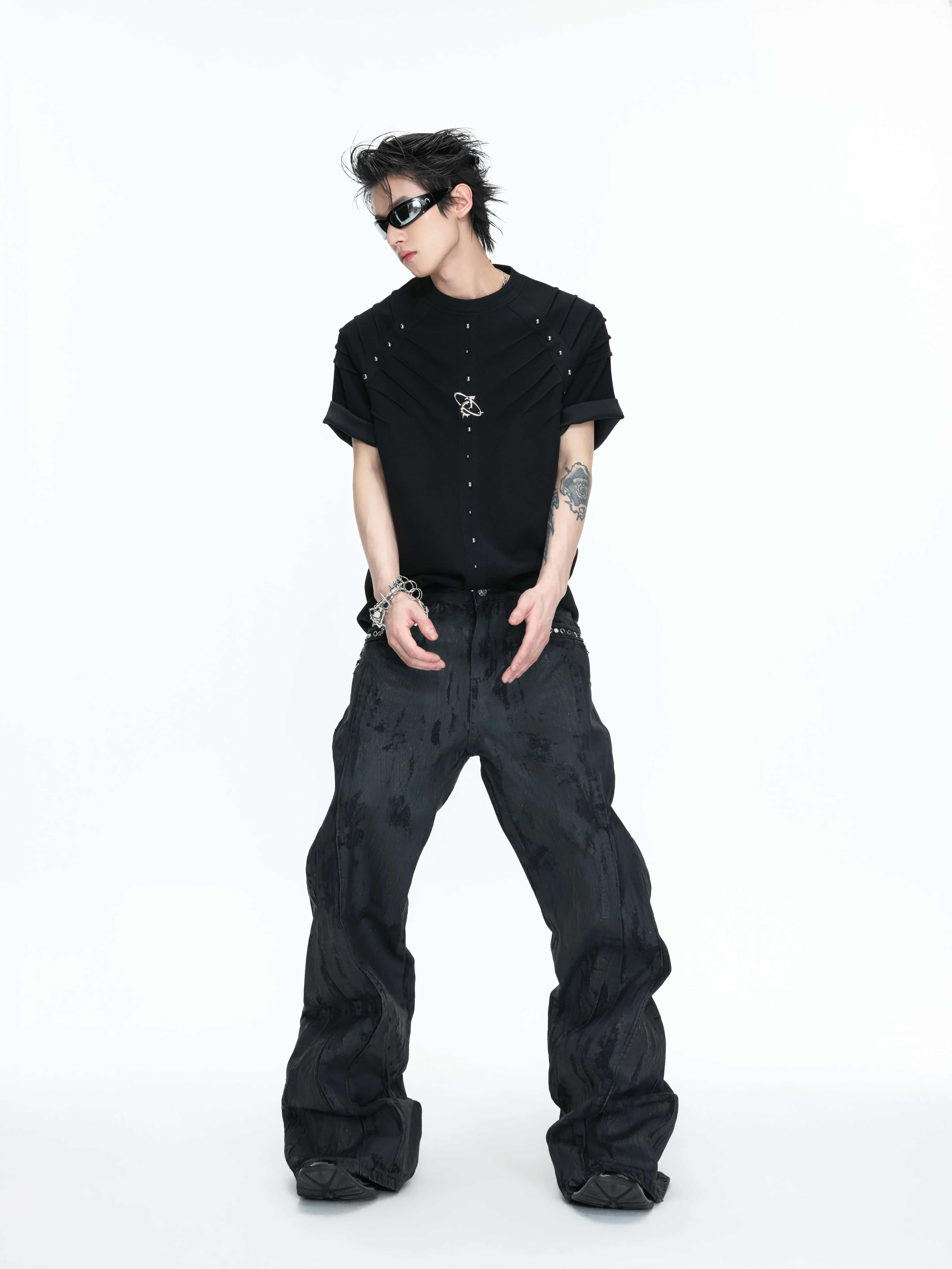 ArguECulturE Pleated Rivet Front Shoulder Tee