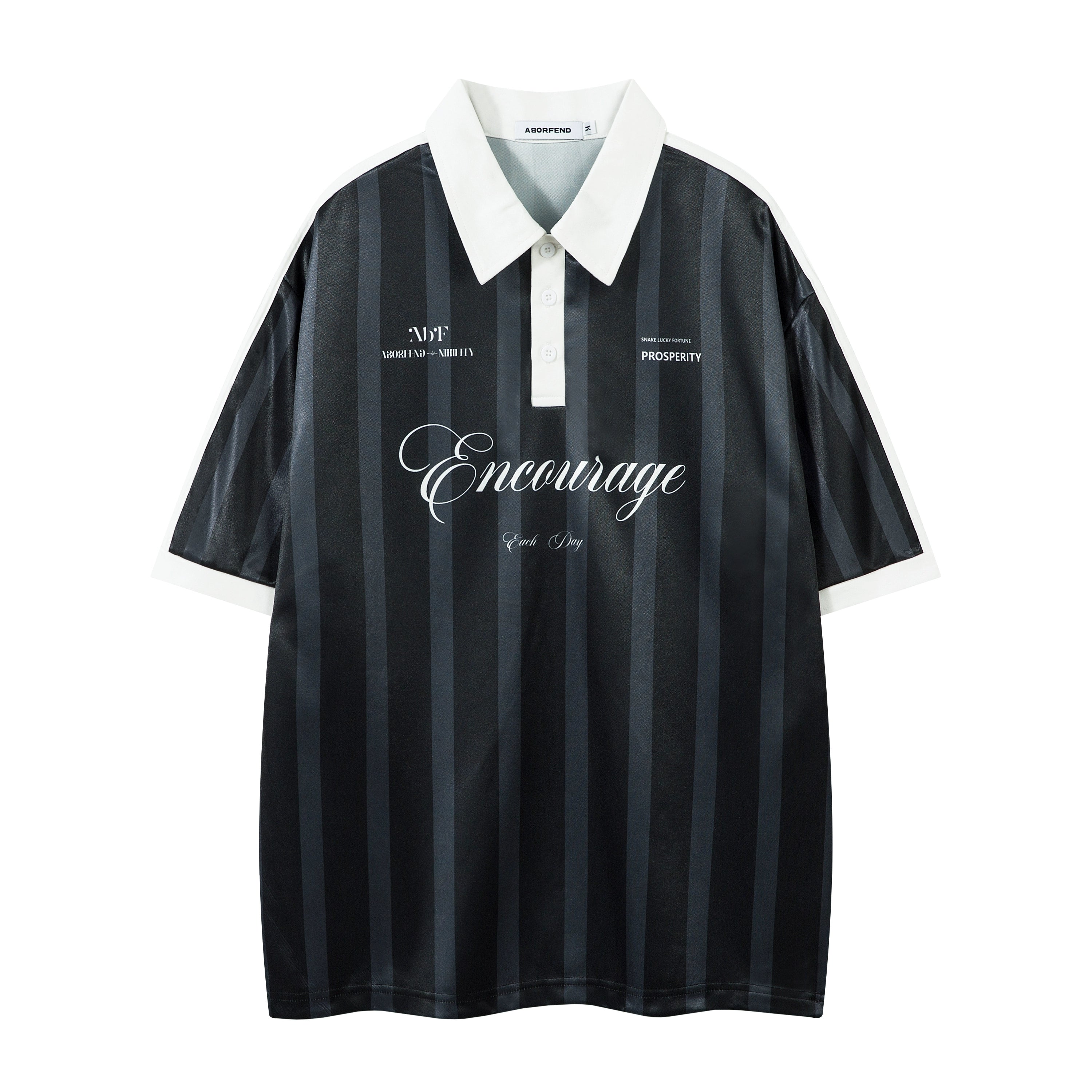 BeOurRule Striped Badge Polo Collar Tee