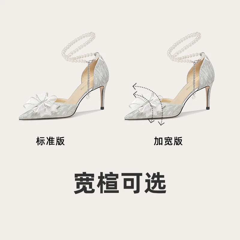 Lily Wei Temperament Bow Crystal High Heels