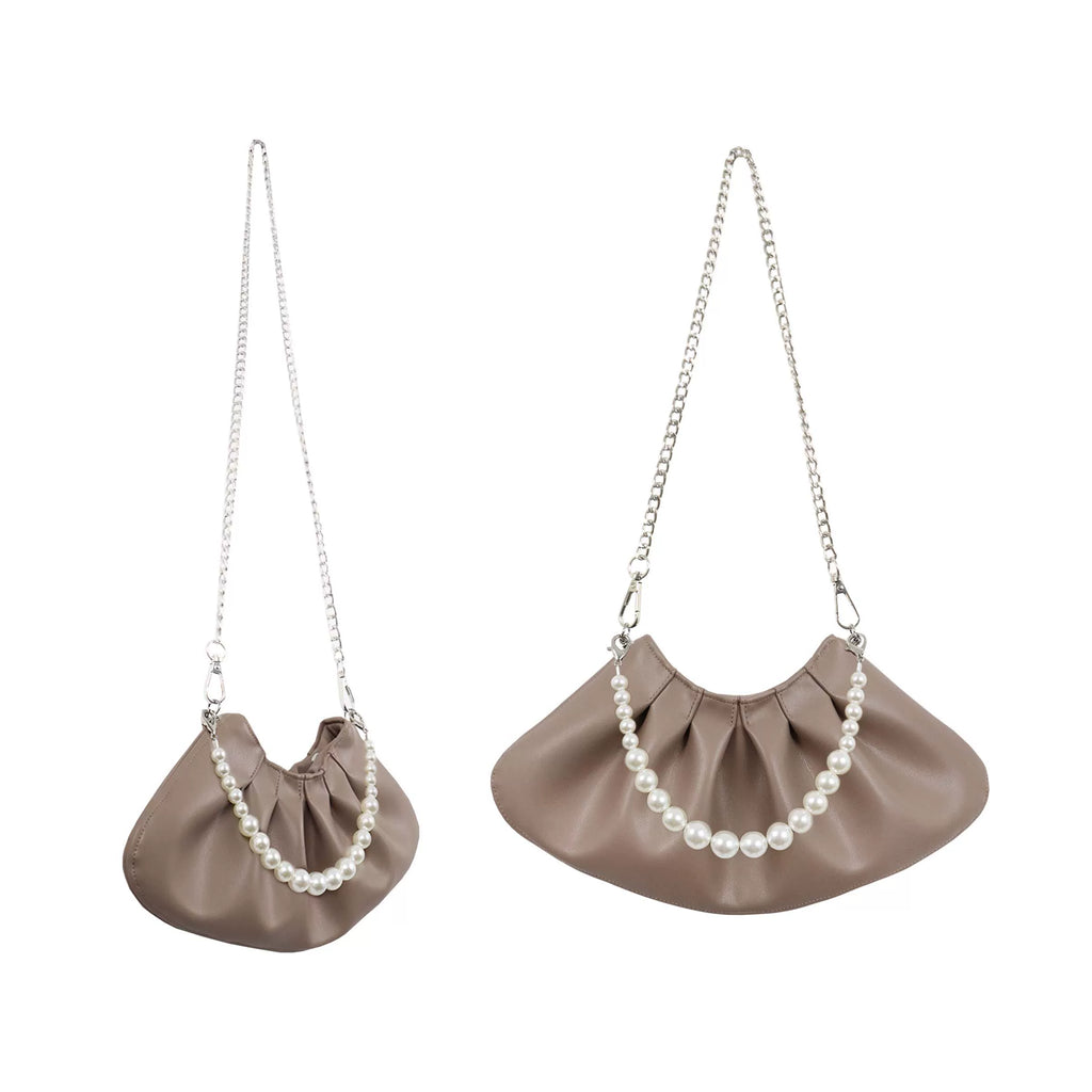 Heelwood Pearl Chain Pleated Messenger Bag