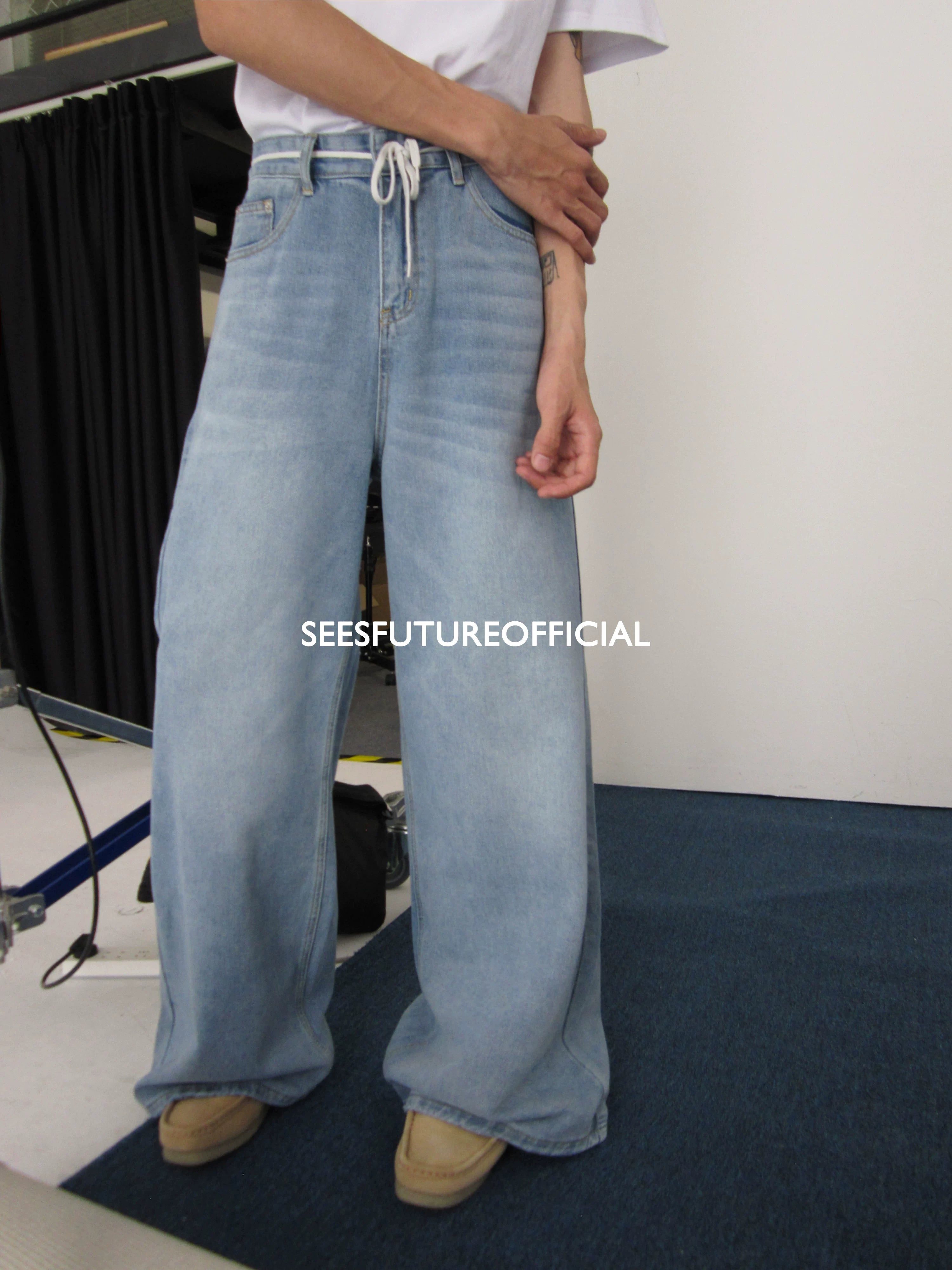 Seesfuture Pants Foot Destroy Loose Straight Pants