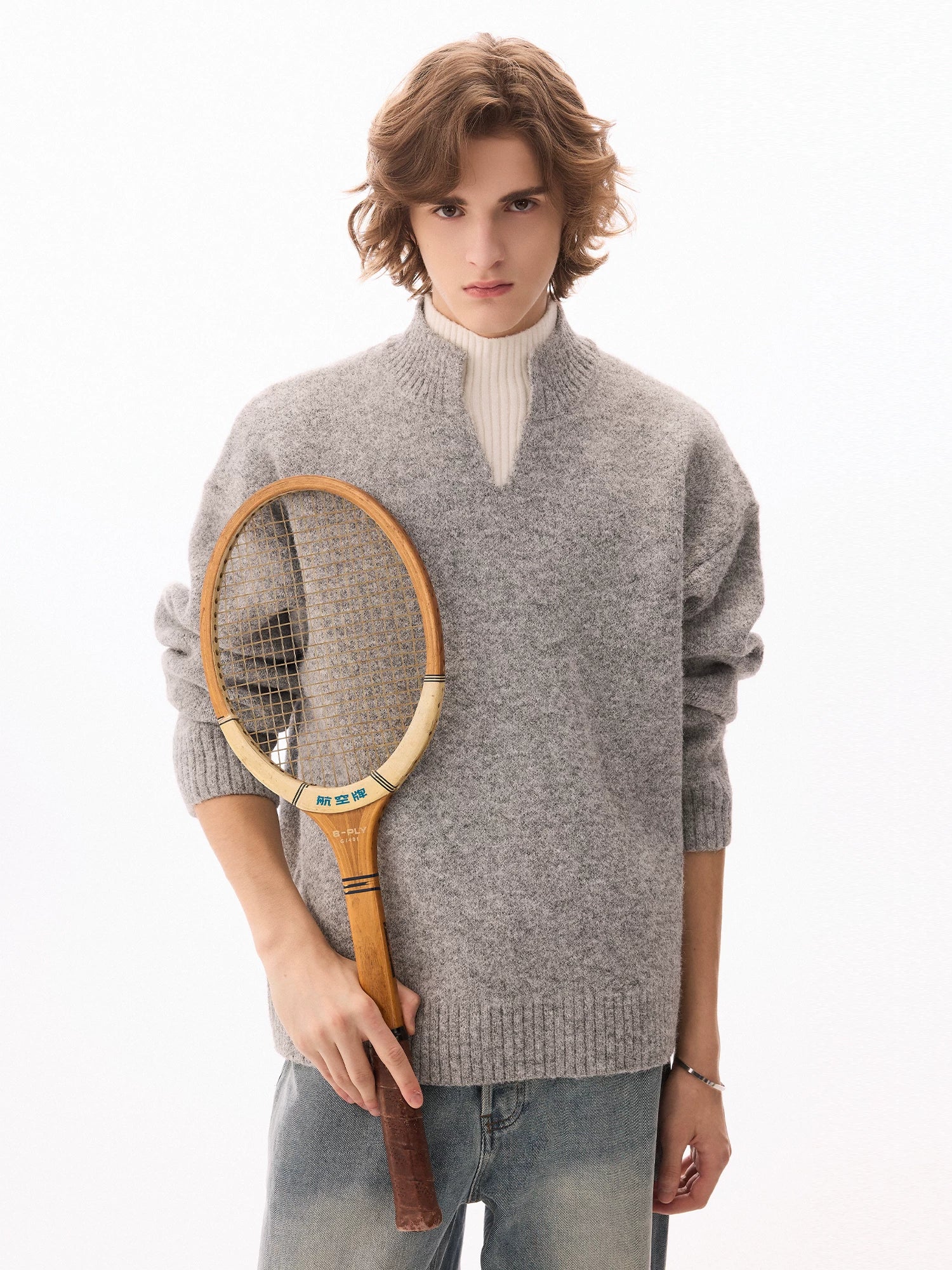 CHOR Contrasting Knitted Fake Two-piece Thickened Turtleneck Sweater