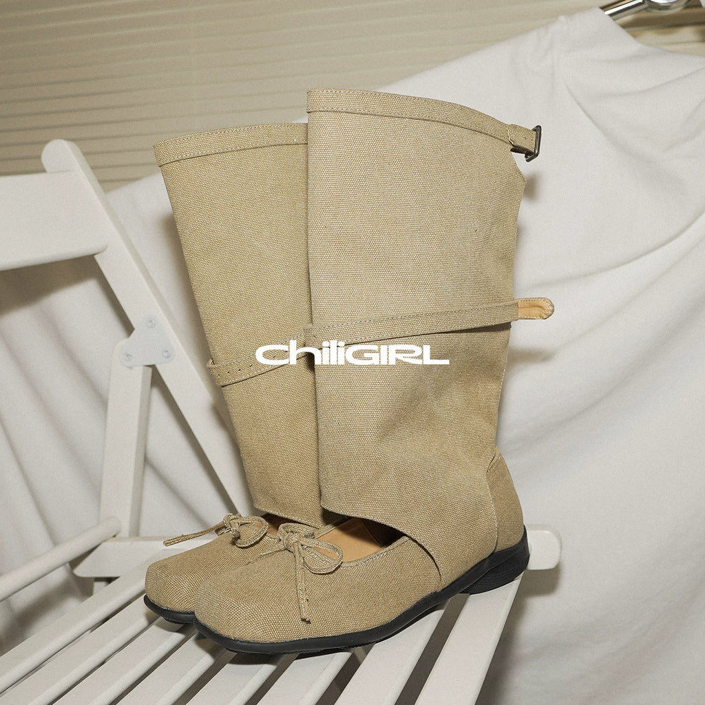 CHILIGIRL Ballet Splicing Hollow Breathable Boots