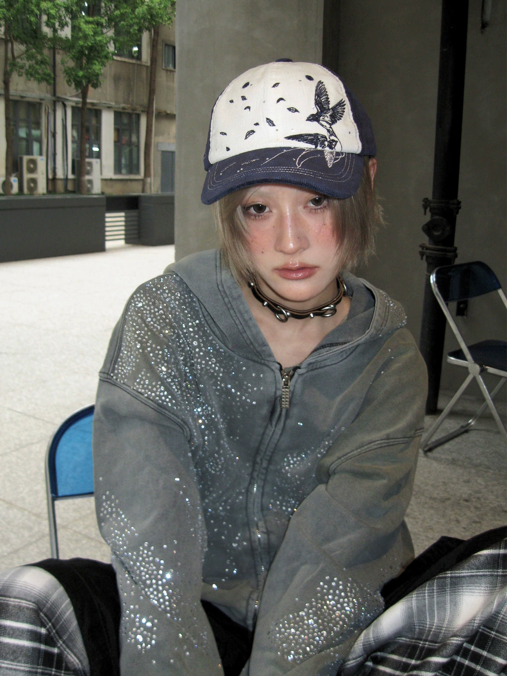 WASE Waffle Corduroy Contrasting Hot Diamond Baseball Cap