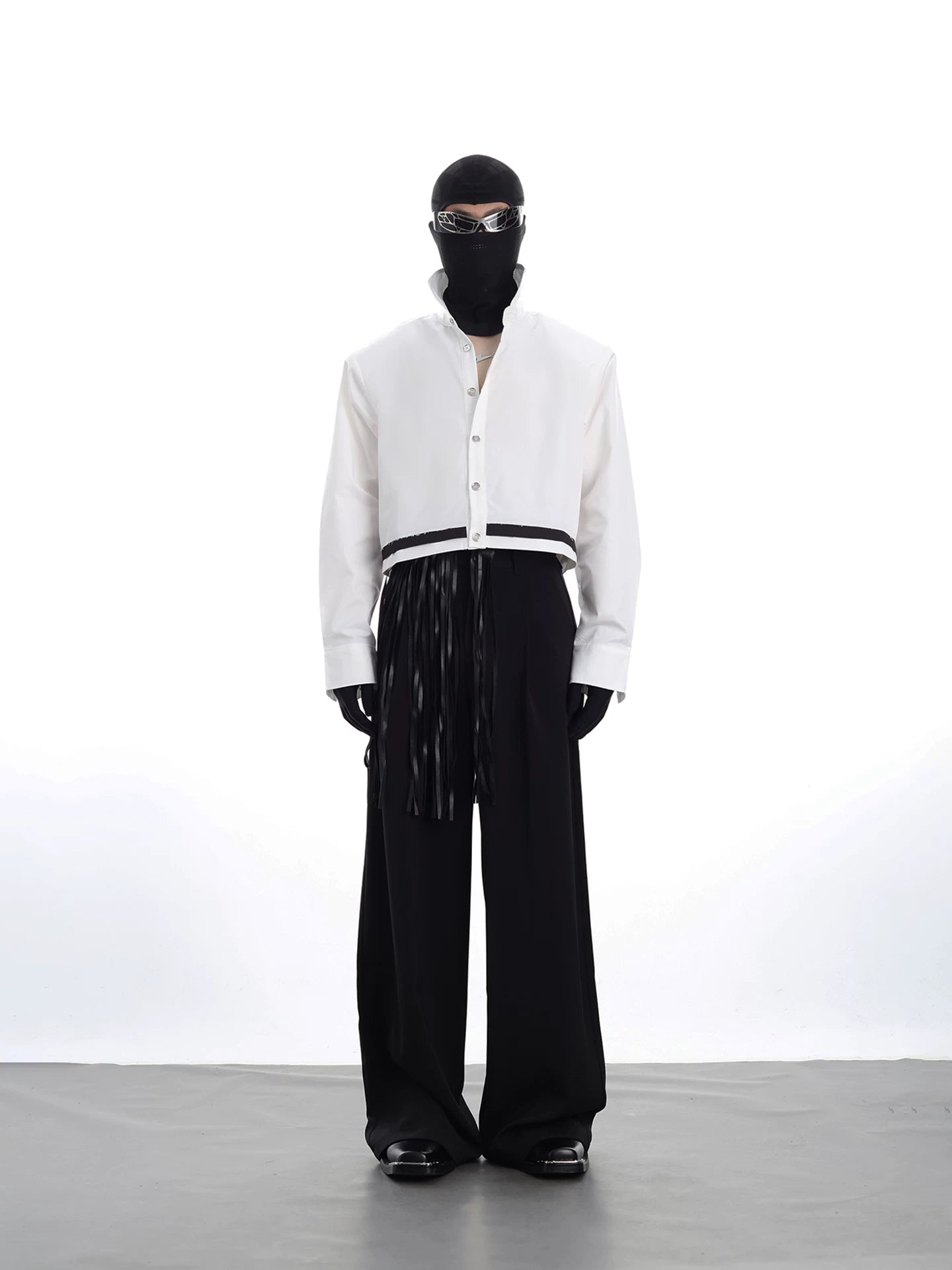 NUndeFineD Loose Short Printed Shoulder Padded Shirt Jacket