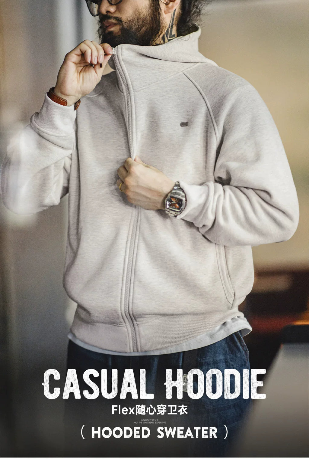 Madden Casual Hooded Fleece Cardigan Sweater