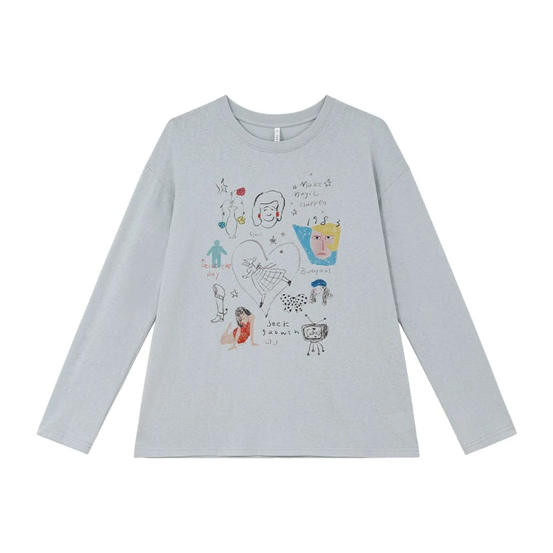 KANO Simple Round Neck Loose Casual Tee