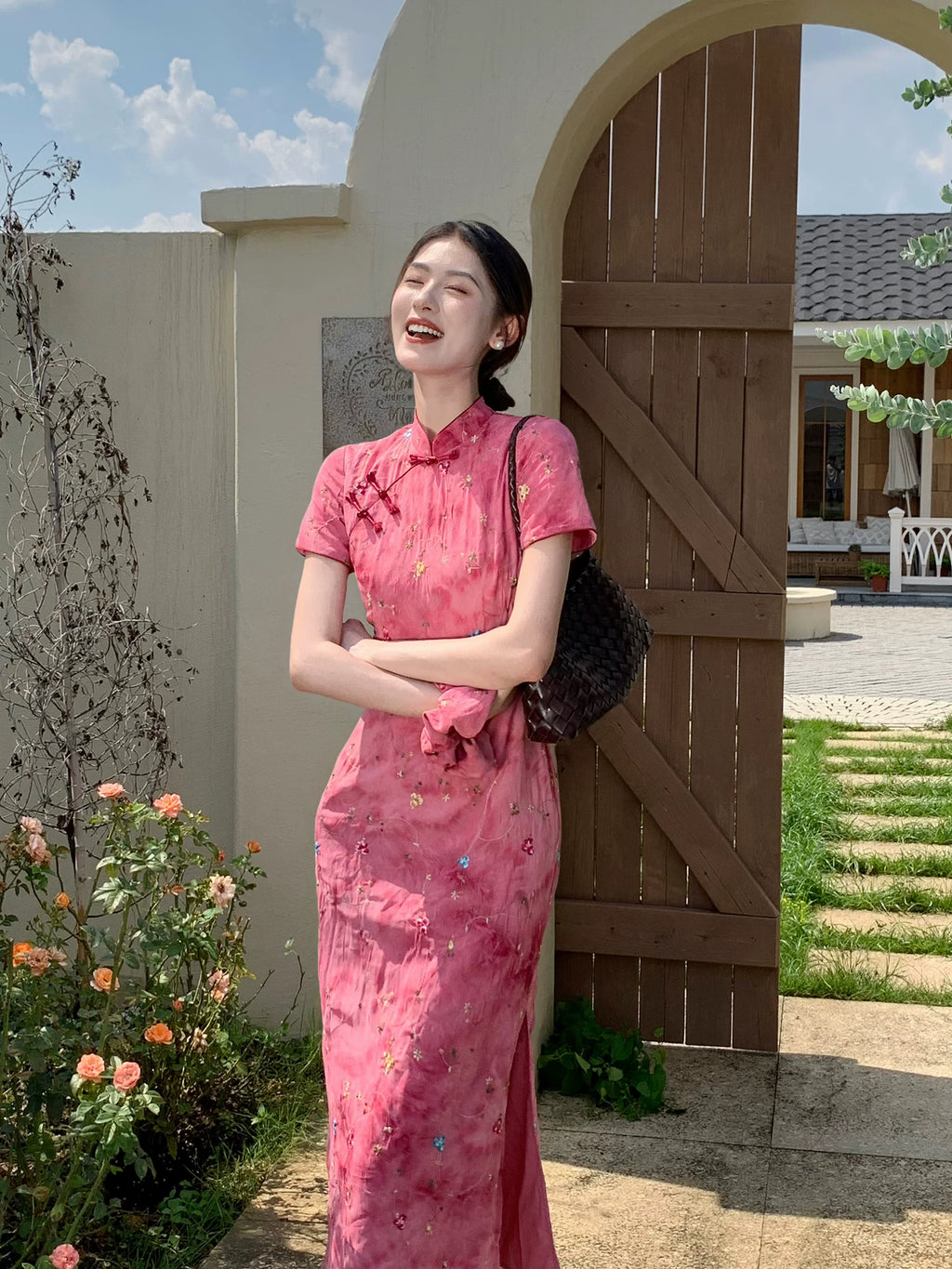 ZIHE Retro Tie-dye Floral Dress