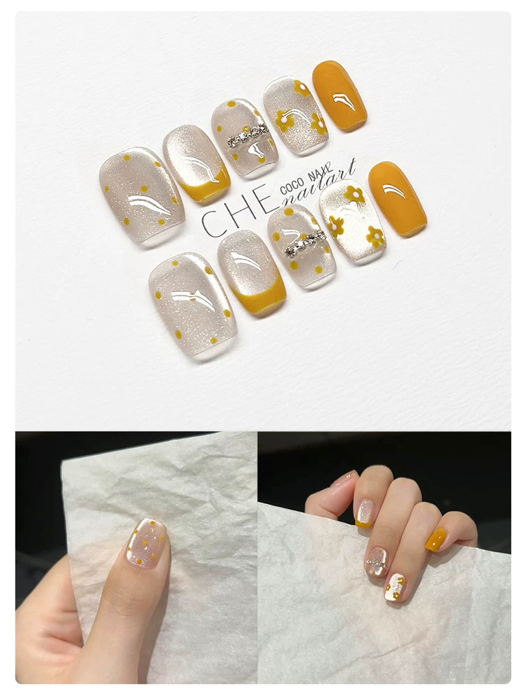 CoCo Small Flower Cat Eye Handmade Manicure Wear Nail