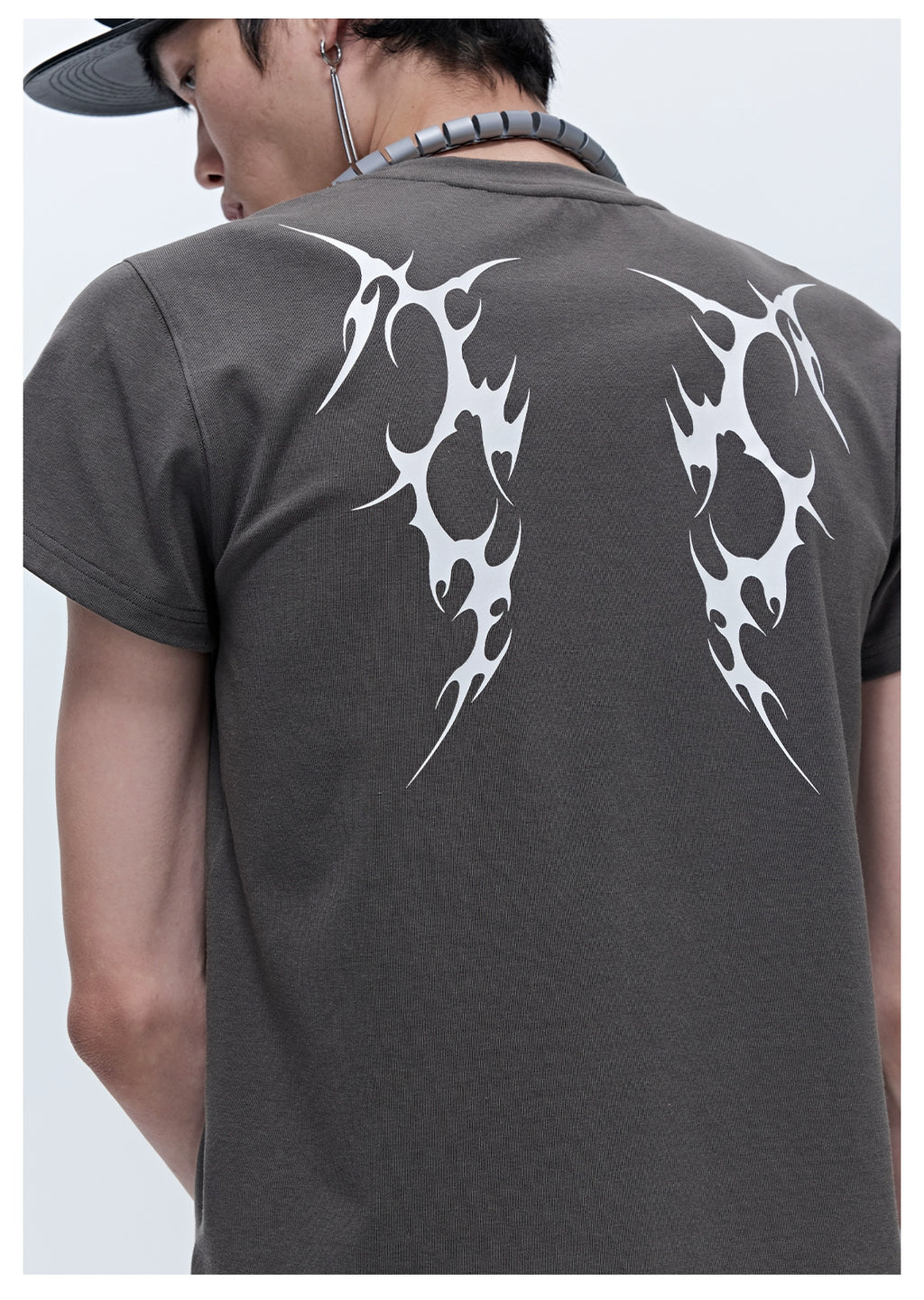 SGW "Wings of Thorns" American Street Subculture Print Slim Sleeve Short Sleeve Tee