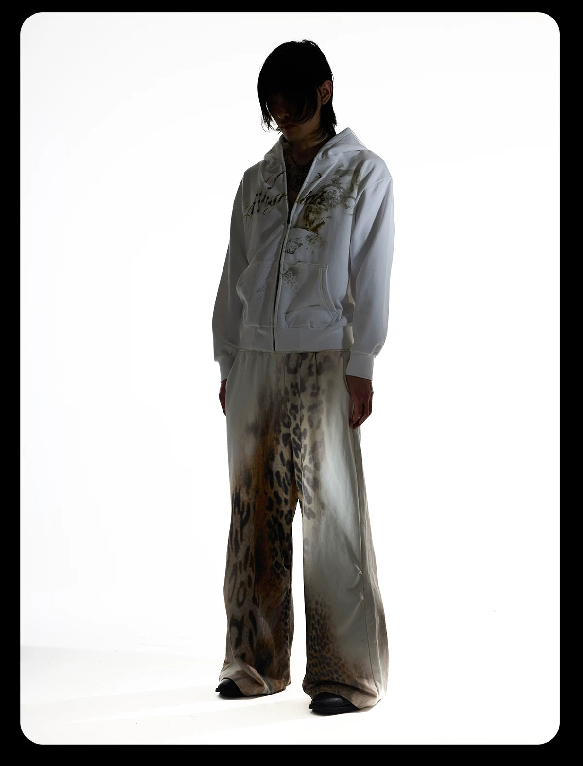 NIGHTLAB Leopard Print Wide-leg Sweatpants