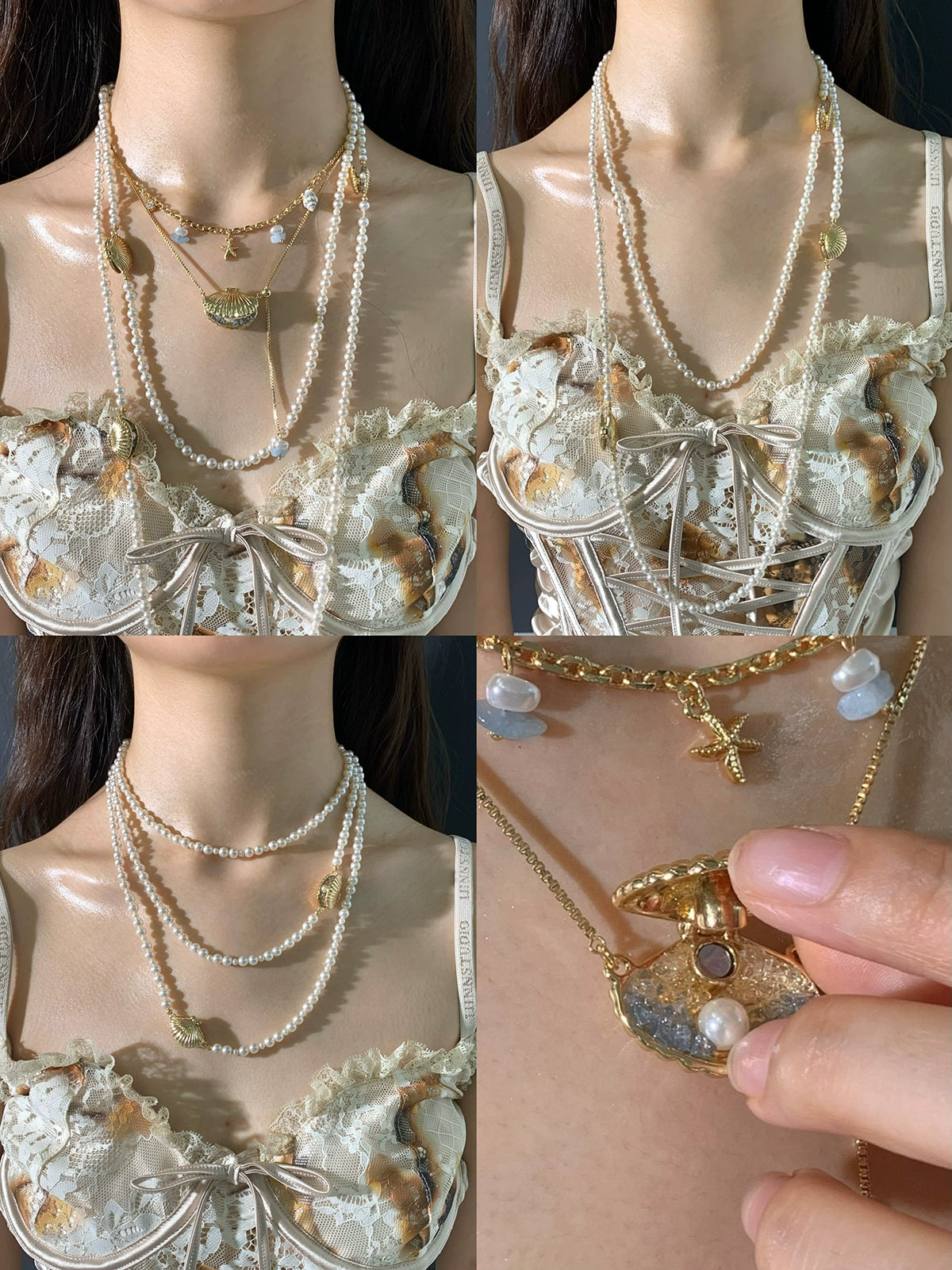 SUMIYAKI Pearl Stacked Splicing Niche Neck Chain