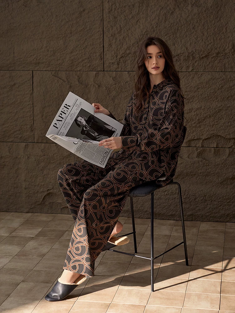 YUENEI Cotton Long-sleeved Fashion Casual Pajamas