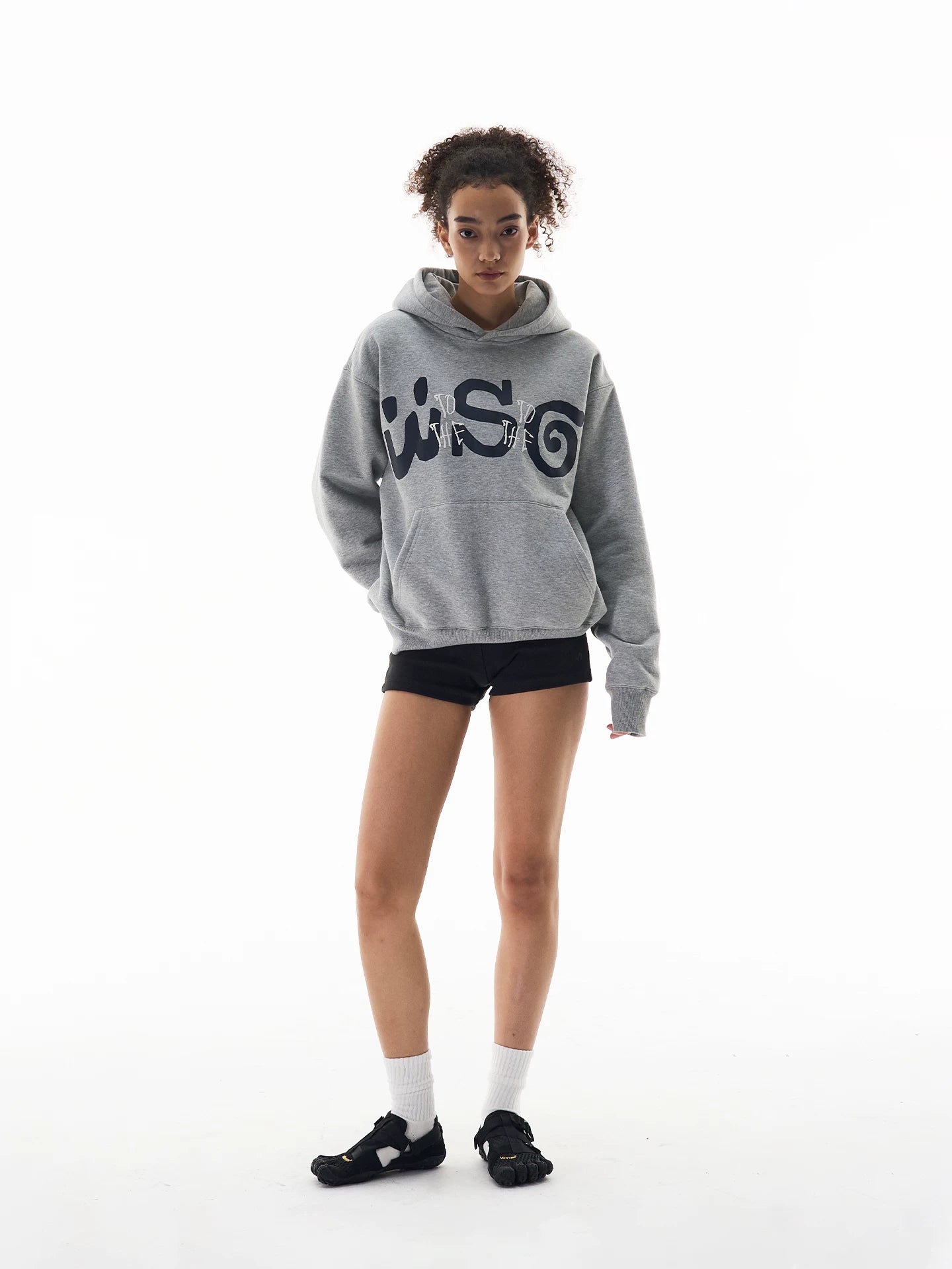 WebSurfGroupWSG Letter Foam Print Simple Fleece Hooded Sweater