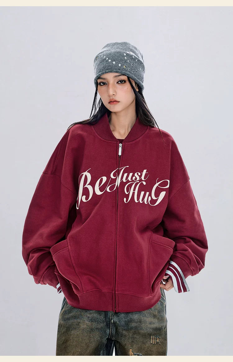 BJHG Design Sense Baseball Knitted Cardigan Jacket