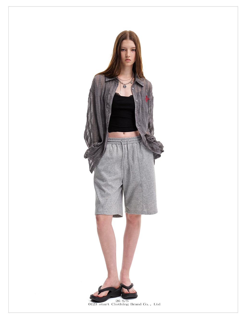 0123Start Plaid Embroidery Slightly Wrinkled Thin Shirt Jacket