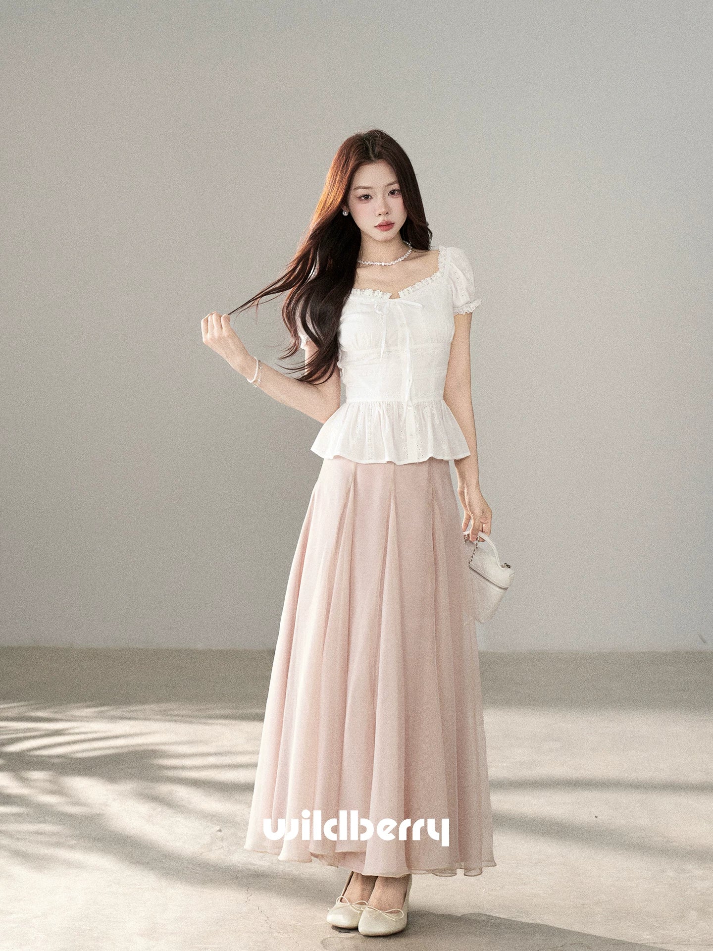 Wildberry Mesh Stitching High Waist Skirt