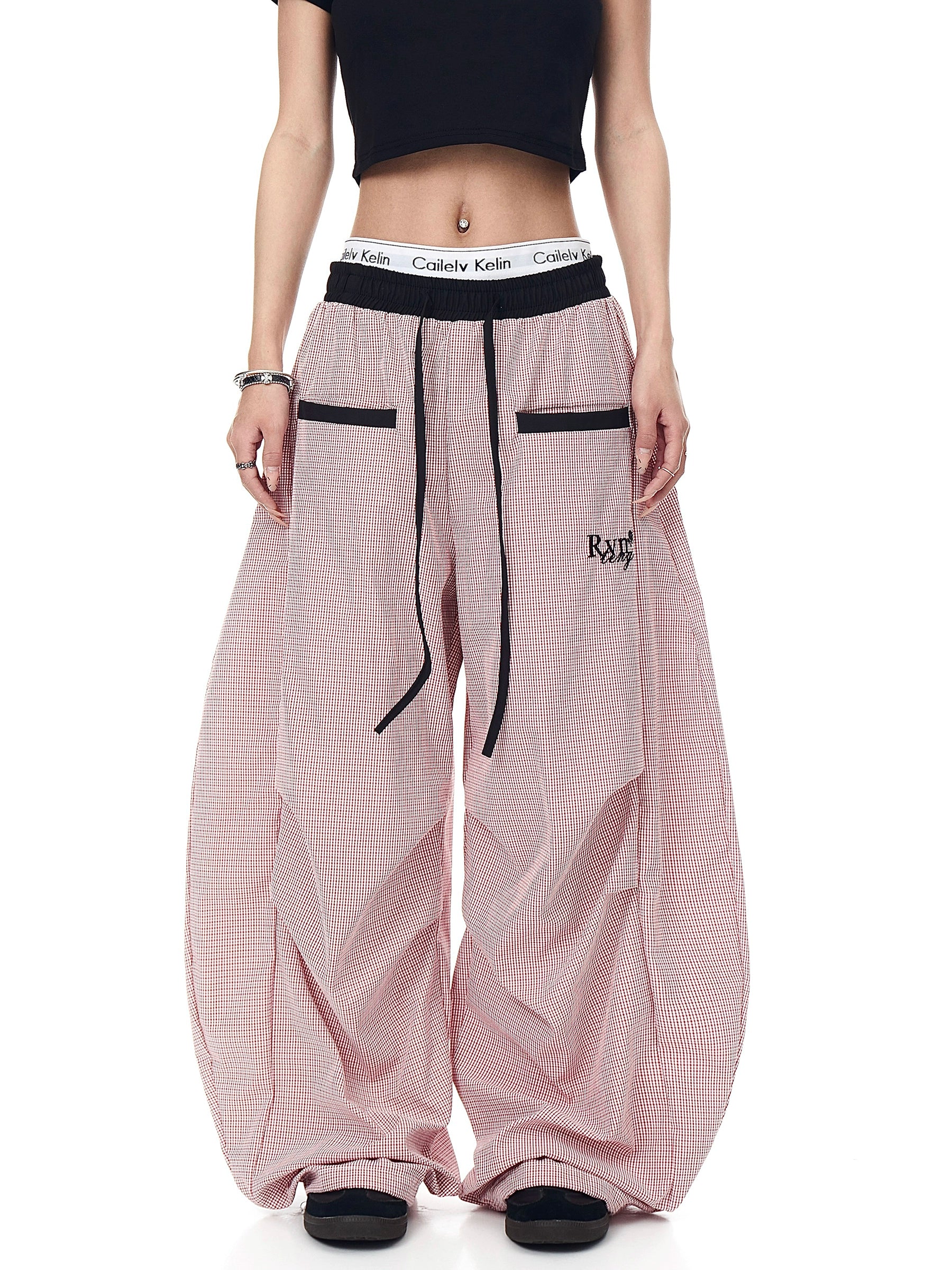 BLACKLISTS Contrast Striped Pleated Wide-leg Scimitar Pants