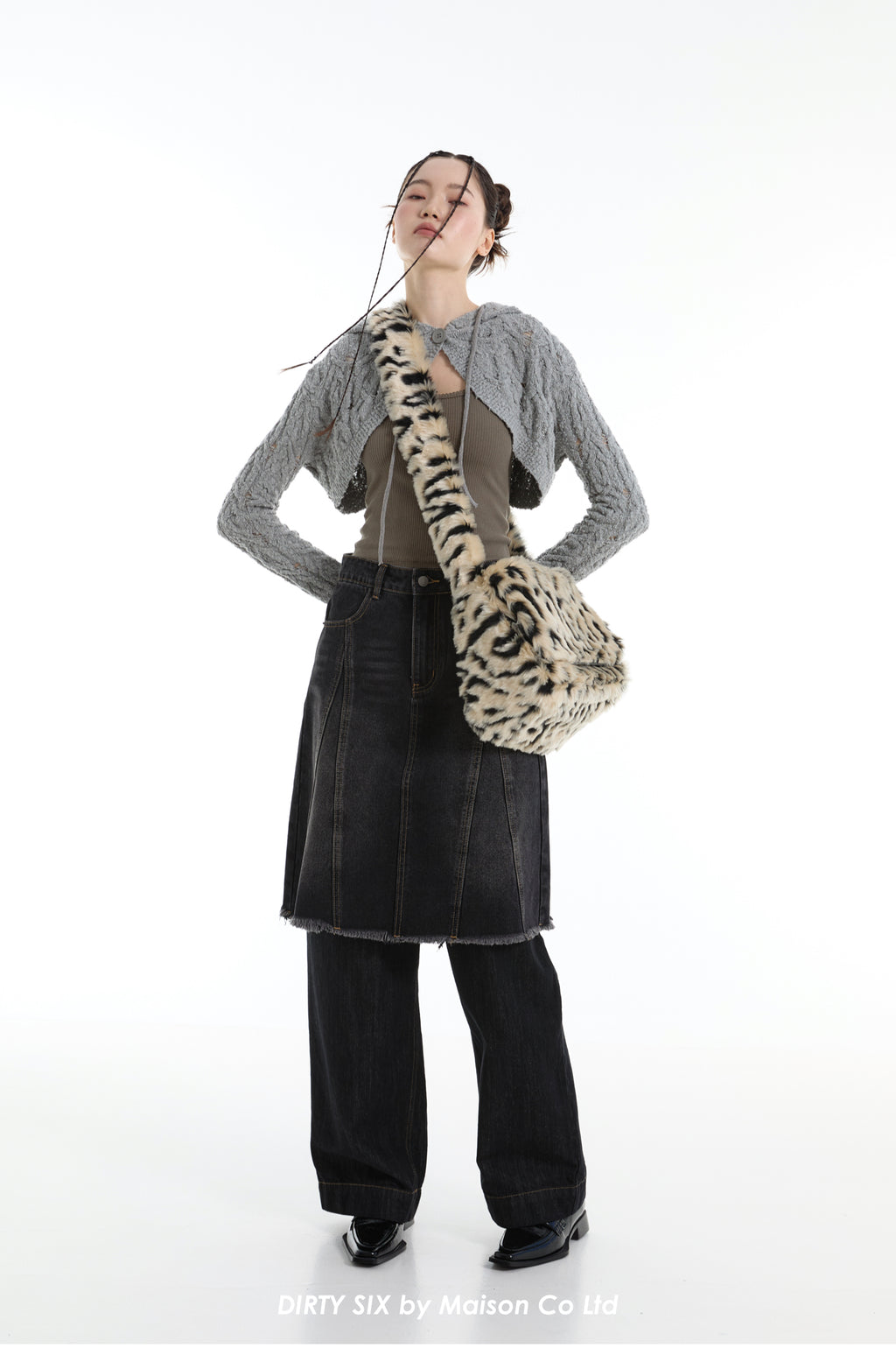 DirtySix spotted leopard flip square bag