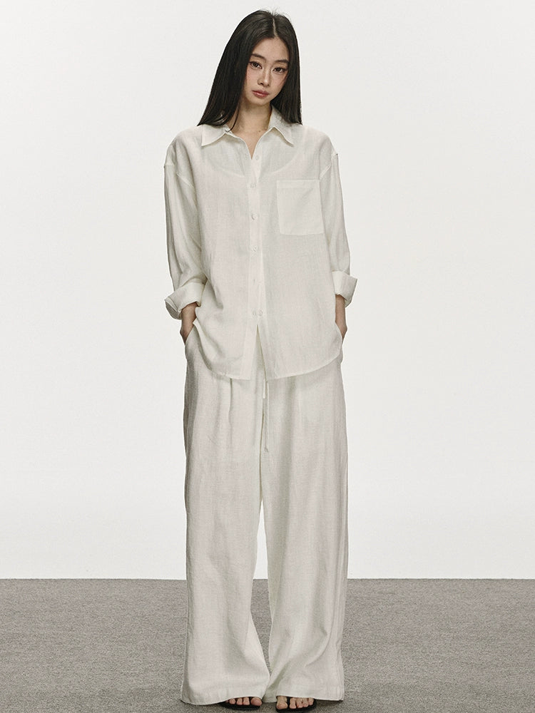 Anna Aneae Linen Shirt Vintage Casual Suit