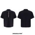 ArguECulturE Niche Sequined Square Neck Loose Polo Shirt Tee